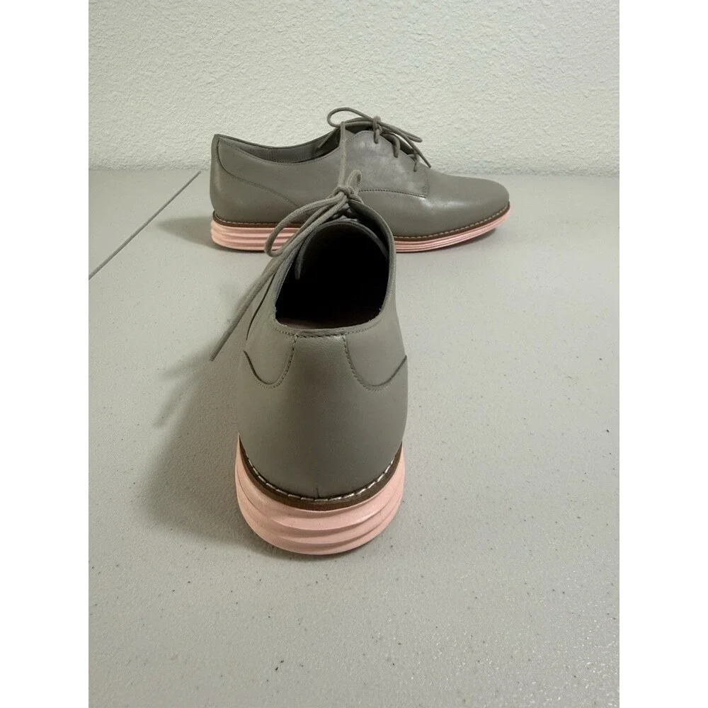 Cole Haan Original Grand Oxford Women’s 9.5B Gray Leather Pink Sole W17145 New